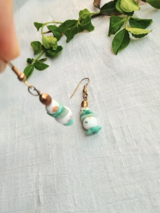 🌊 COASTAL GRANDMOTHER 🌊 TRU VTG 70s - 80s Artisan Crafted earrings, bohemian - Picture 7 of 9